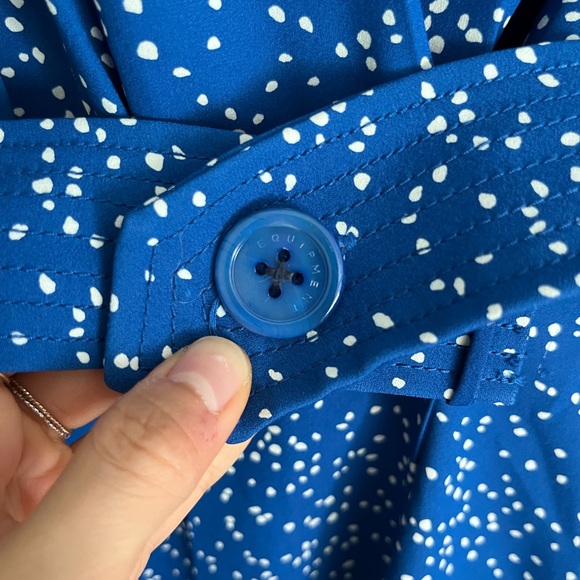 Equipment Femme Fanetta Belted Long Sleeve Wrap Dress Blue Dot - Picture 5 of 8